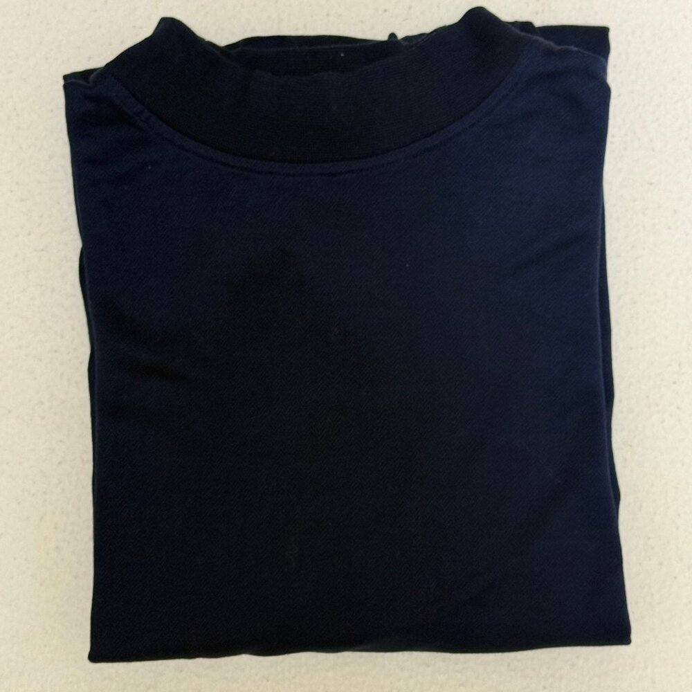 Carnoustie Men's Mock Neck 100% Cotton Long Sleeve Shirt - Midnight Blue - XL - Picture 7 of 7
